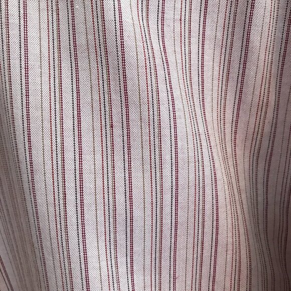 Van Heusen 417 Oxford Shirt: Short Sleeves, Mauve Burgundy Stripe, Men's Size XL - Picture 7 of 8
